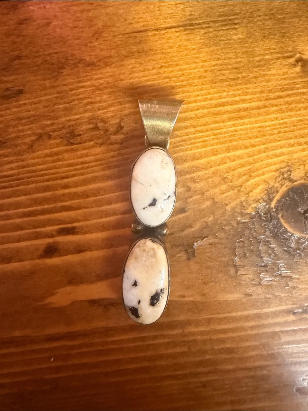 Sterling Silver White Buffalo Double Oval Pendant - Women's Jewelry
